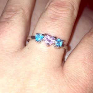 Three heart gem ring
